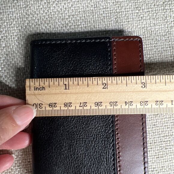 Johnston & Murphy NWT Gusset Card Case ID Wallet Black Brown Leather Slim Fold - Picture 7 of 8